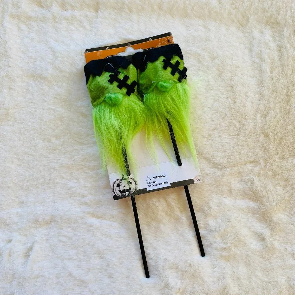 Gnome Frankenstein Halloween 10-inch Decor Picks NEW 2-pack